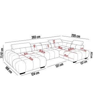 Narożnik BULL XL Prawostronny z elektryczną funkcją regulacji tkanina Eden 18 WERSAL