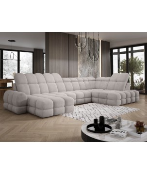 Narożnik TOLLO XL z elektryczną regulacją siedziska Prawostronny w tkaninie promocyjnej BUBBLE 03 WERSAL