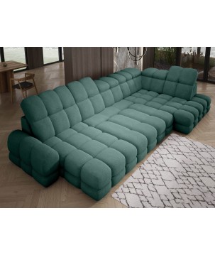 Narożnik TOLLO XL z elektryczną regulacją siedziska Prawostronny w tkaninie promocyjnej BUBBLE 12 WERSAL