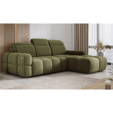 Narożnik MATEO S Wolnostojący Prawostronny Tkanina Memphis 11 kolor Oliwkowa zieleń WERSAL