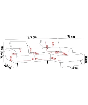 Narożnik ALISSON S/MINI Prawostronny wolnostojąca w tkaninie POSO 46 WERSAL