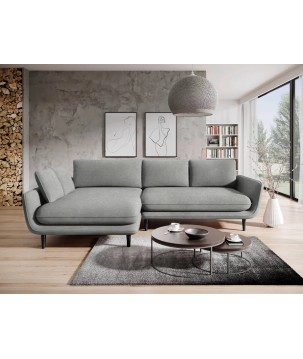 Narożnik SOLANO Lewostronny z funkcją spania, pojemnikiem i z poduszkami, Element 04 Szary WERSAL