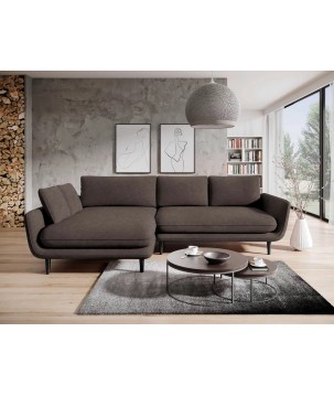 Narożnik SOLANO Lewostronny z funkcją spania, pojemnikiem i z poduszkami, Element 05 Ciemny Brąz WERSAL