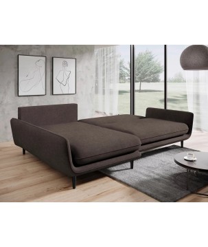 Narożnik SOLANO Lewostronny z funkcją spania, pojemnikiem i z poduszkami, Element 05 Ciemny Brąz WERSAL