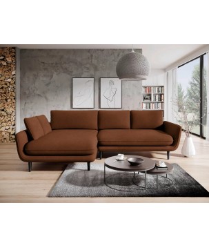 Narożnik SOLANO Lewostronny z funkcją spania, pojemnikiem i z poduszkami, Element 07 Miedziany WERSAL