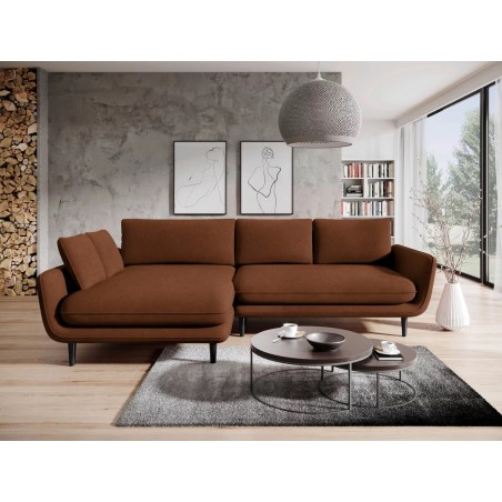 Narożnik SOLANO Lewostronny z funkcją spania, pojemnikiem i z poduszkami, Element 07 Miedziany WERSAL