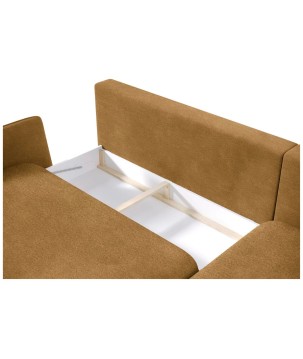 Narożnik SOLANO Lewostronny z funkcją spania, pojemnikiem i z poduszkami, Element 08 Złoty WERSAL