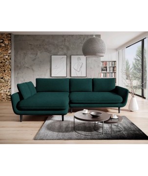 Narożnik SOLANO Lewostronny z funkcją spania, pojemnikiem i z poduszkami, Element 12 Morska Zieleń WERSAL