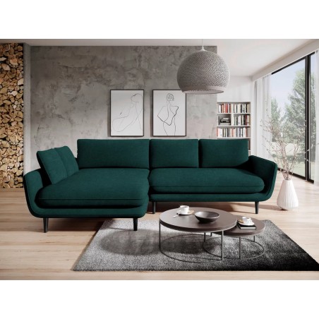 Narożnik SOLANO Lewostronny z funkcją spania, pojemnikiem i z poduszkami, Element 12 Morska Zieleń WERSAL