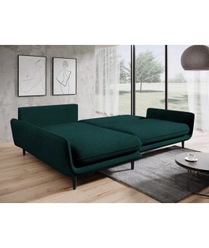 Narożnik SOLANO Lewostronny z funkcją spania, pojemnikiem i z poduszkami, Element 12 Morska Zieleń WERSAL