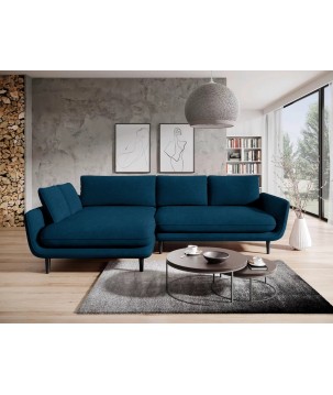 Narożnik SOLANO Lewostronny z funkcją spania, pojemnikiem i z poduszkami, Element 13 Ciemno Niebieski WERSAL