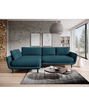 Narożnik SOLANO Lewostronny z funkcją spania, pojemnikiem i z poduszkami, Element 14 Niebieski WERSAL