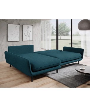 Narożnik SOLANO Lewostronny z funkcją spania, pojemnikiem i z poduszkami, Element 14 Niebieski WERSAL