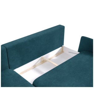 Narożnik SOLANO Lewostronny z funkcją spania, pojemnikiem i z poduszkami, Element 14 Niebieski WERSAL