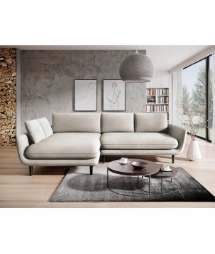 Narożnik SOLANO Lewostronny z funkcją spania, pojemnikiem i z poduszkami, Element 17 Beżowy WERSAL