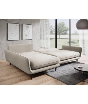 Narożnik SOLANO Lewostronny z funkcją spania, pojemnikiem i z poduszkami, Element 17 Beżowy WERSAL