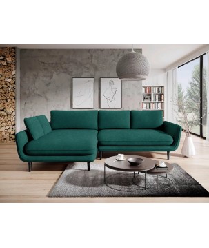 Narożnik SOLANO Lewostronny z funkcją spania, pojemnikiem i z poduszkami, Element 20 Zielony WERSAL