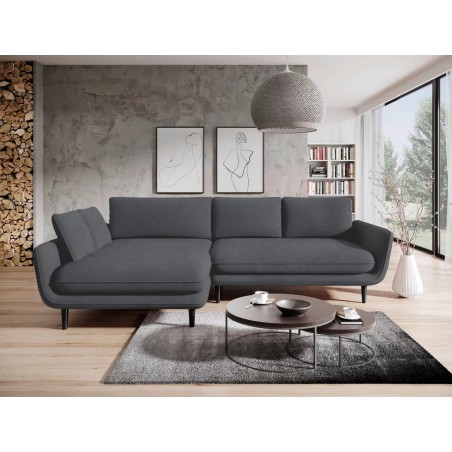 Narożnik SOLANO Lewostronny z funkcją spania, pojemnikiem i z poduszkami, Element 22 Ciemny Szary WERSAL