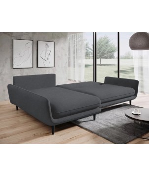 Narożnik SOLANO Lewostronny z funkcją spania, pojemnikiem i z poduszkami, Element 22 Ciemny Szary WERSAL