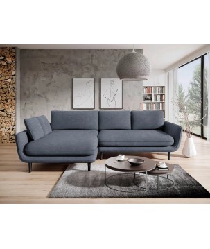 Narożnik SOLANO Lewostronny z funkcją spania, pojemnikiem i z poduszkami, Element 23 Antracytowy WERSAL