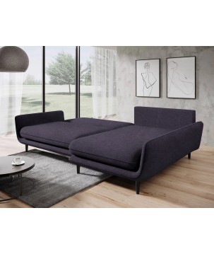 Narożnik SOLANO Prawostronny z funkcją spania, pojemnikiem i z poduszkami, Element 01 Granatowy WERSAL