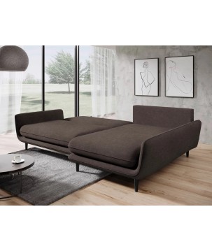 Narożnik SOLANO Prawostronny z funkcją spania, pojemnikiem i z poduszkami, Element 05 Ciemny Brąz WERSAL