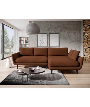 Narożnik SOLANO Prawostronny z funkcją spania, pojemnikiem i z poduszkami, Element 07 Miedziany WERSAL