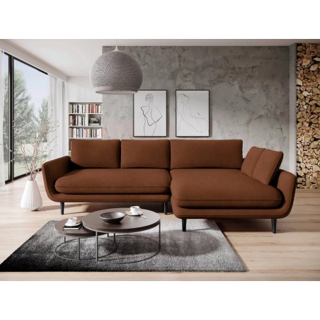 Narożnik SOLANO Prawostronny z funkcją spania, pojemnikiem i z poduszkami, Element 07 Miedziany WERSAL