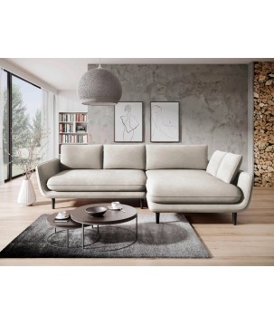 Narożnik SOLANO Prawostronny z funkcją spania, pojemnikiem i z poduszkami, Element 17 Beżowy WERSAL