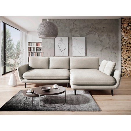 Narożnik SOLANO Prawostronny z funkcją spania, pojemnikiem i z poduszkami, Element 17 Beżowy WERSAL