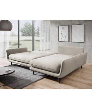 Narożnik SOLANO Prawostronny z funkcją spania, pojemnikiem i z poduszkami, Element 17 Beżowy WERSAL