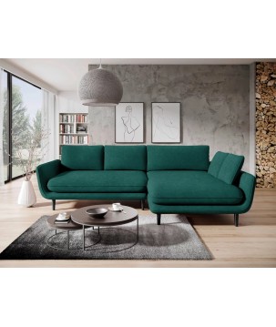 Narożnik SOLANO Prawostronny z funkcją spania, pojemnikiem i z poduszkami, Element 20 Zielony WERSAL