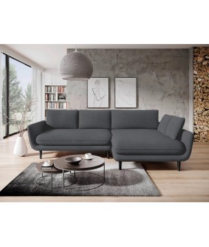 Narożnik SOLANO Prawostronny z funkcją spania, pojemnikiem i z poduszkami, Element 22 Ciemny Szary WERSAL