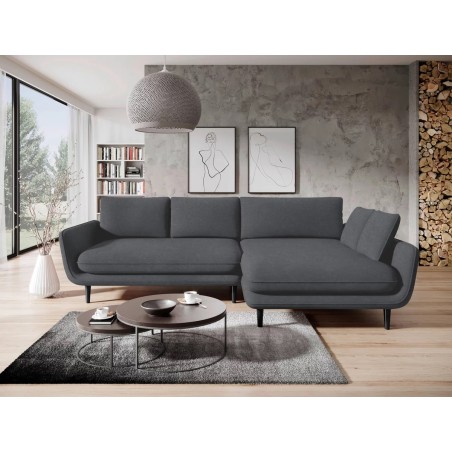 Narożnik SOLANO Prawostronny z funkcją spania, pojemnikiem i z poduszkami, Element 22 Ciemny Szary WERSAL