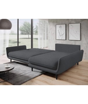 Narożnik SOLANO Prawostronny z funkcją spania, pojemnikiem i z poduszkami, Element 22 Ciemny Szary WERSAL