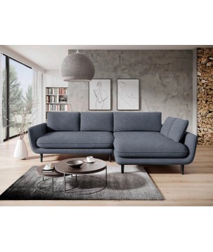 Narożnik SOLANO Prawostronny z funkcją spania, pojemnikiem i z poduszkami, Element 23 Antracytowy WERSAL