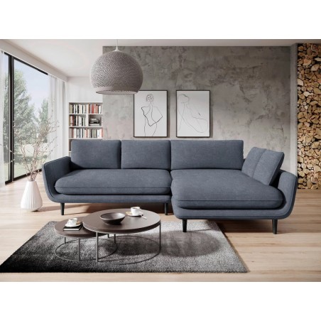 Narożnik SOLANO Prawostronny z funkcją spania, pojemnikiem i z poduszkami, Element 23 Antracytowy WERSAL