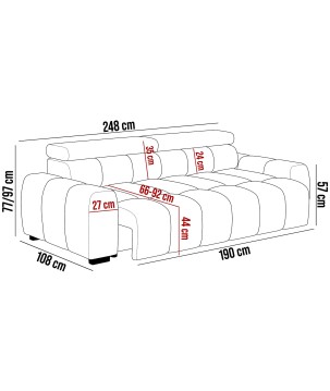 Sofa Kanapa BULL wolnostojąca w tkaninie EDEN 12 WERSAL