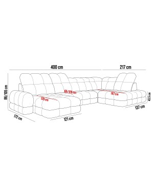 Narożnik TOLLO XL Lewostronny Elektryczna regulacja Tkanina SOLAR 79 WERSAL