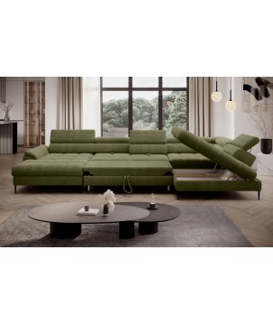 Narożnik EMPOLI XL w układzie U Lewostronny z funkcją spania Lewostronny w ktaninie AUSTIN 20 WERSAL