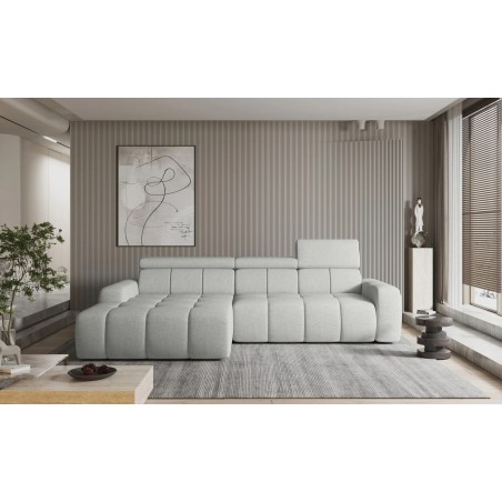 Narożnik ENZO S układ L z elektryczną regulacją siedziska Lewostronny z funkcją spania w ktaninie SORELLA 01 WERSAL