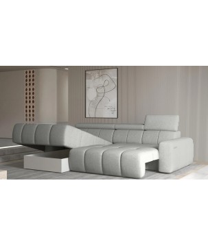 Narożnik ENZO S układ L z elektryczną regulacją siedziska Lewostronny z funkcją spania w ktaninie SORELLA 01 WERSAL