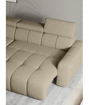 Narożnik ENZO S układ L z elektryczną regulacją siedziska Lewostronny z funkcją spania w ktaninie SORELLA 05 WERSAL