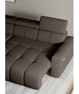 Narożnik ENZO S układ L z elektryczną regulacją siedziska Lewostronny z funkcją spania w ktaninie SORELLA 21 WERSAL