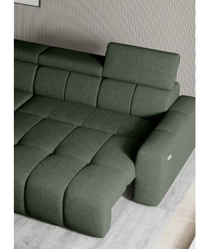 Narożnik ENZO S układ L z elektryczną regulacją siedziska Prawostronny z funkcją spania w ktaninie SORELLA 34 WERSAL