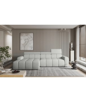 Narożnik ENZO S układ L z elektryczną regulacją siedziska Lewostronny z funkcją spania w ktaninie SORELLA 01 WERSAL