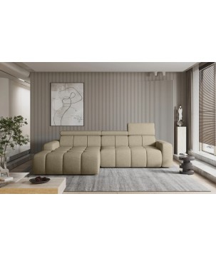 Narożnik ENZO S układ L z elektryczną regulacją siedziska Lewostronny z funkcją spania w ktaninie SORELLA 05 WERSAL