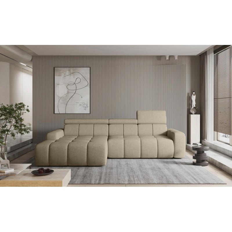 Narożnik ENZO S układ L z elektryczną regulacją siedziska Lewostronny z funkcją spania w ktaninie SORELLA 05 WERSAL