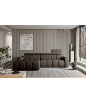 Narożnik ENZO S układ L z elektryczną regulacją siedziska Lewostronny z funkcją spania w ktaninie SORELLA 21 WERSAL