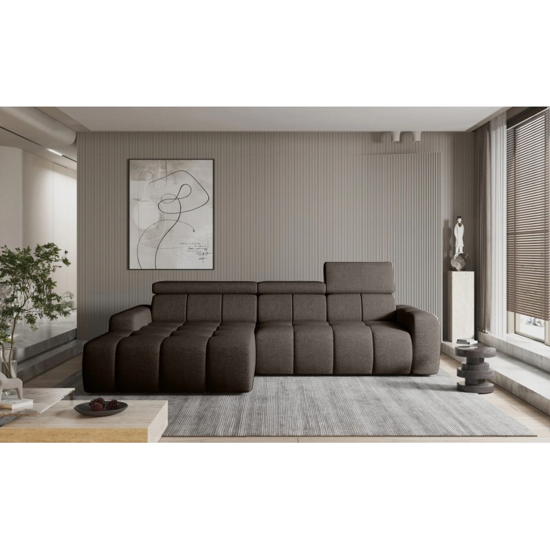 Narożnik ENZO S układ L z elektryczną regulacją siedziska Lewostronny z funkcją spania w ktaninie SORELLA 21 WERSAL